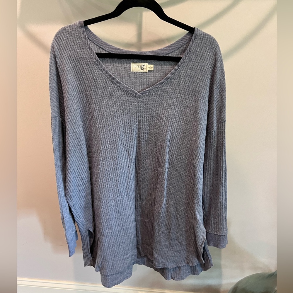 Blue waffle long sleeve